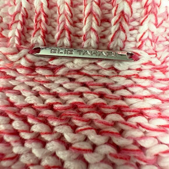 New Elie Tahari Peruvian Cotton $275 Sweater XS NWT Pink White Puff Sleeve Knit - Picture 4 of 4